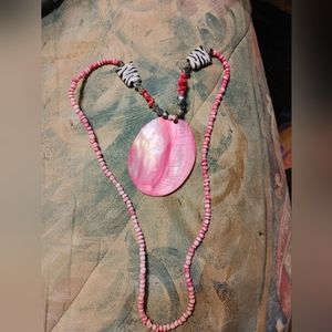 Pink and Zebra Costume Big Shell Necklace